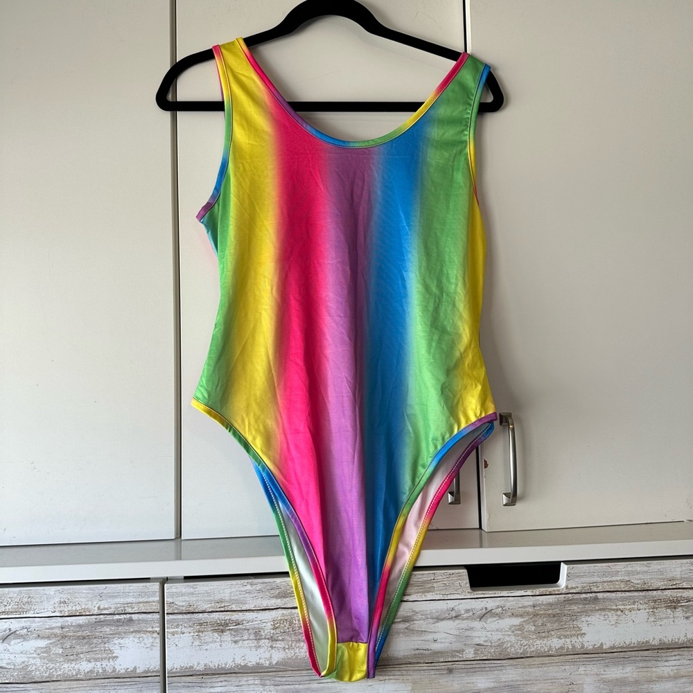 🌈✨ Rainbow Cutout One Piece Swimsuit /Bodysuit